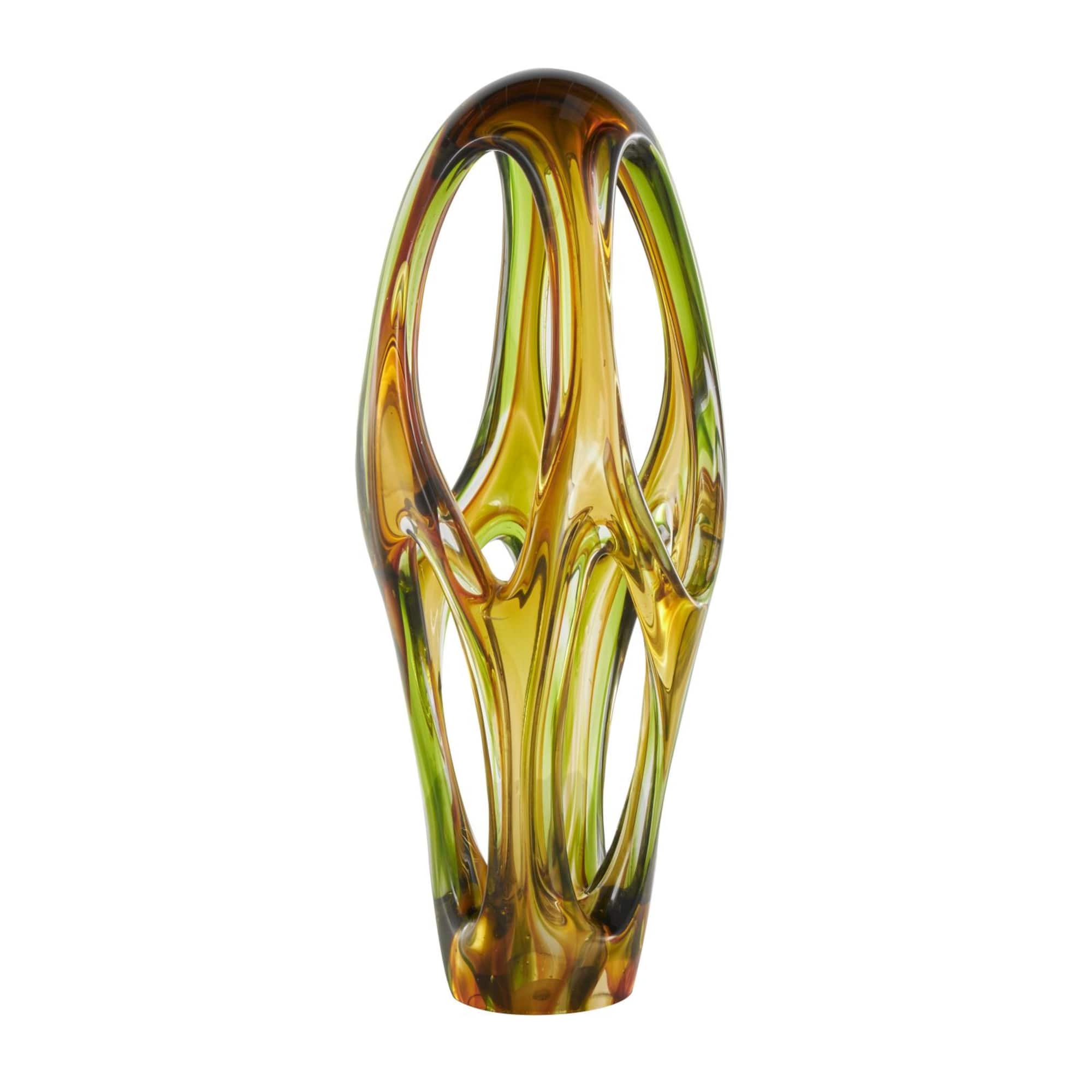 21" Orange Glass Abstract Ombre Cutout Sculpture